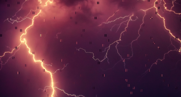 Lightning against purple background